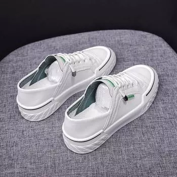 Белая обувь, женская обувь, новые летние туфли-лодочки на плоской подошве, универсальная весенне-осенняя обувь, повседневная дышащая обувь для доски 35 зелёный