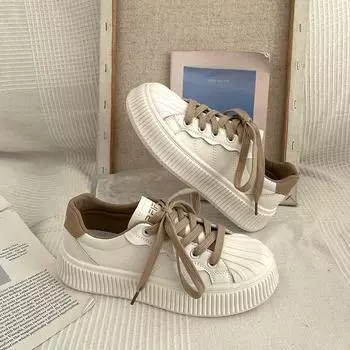 Белая обувь. Женские весенне-осенние кроссовки. Новые универсальные кроссовки на платформе Minority. 35 серебряный