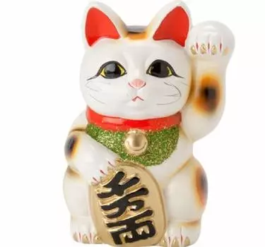 Белая овальная кошка 5 Левая рука Приглашающая людей Манящая кошка Токонамэ Уэр №.