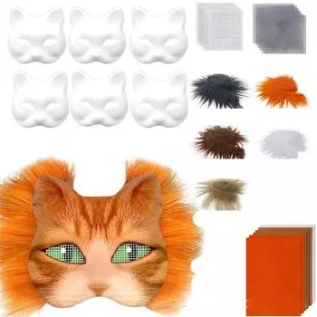 Белая пластиковая маска кошки, белая ролевая аниме-вечеринка, полукостюм, маска своими руками One Size