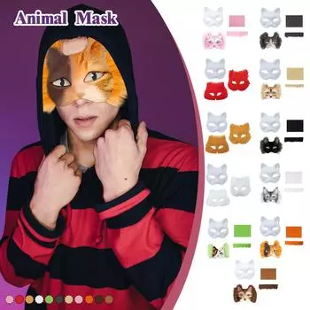 Белая пластиковая маска кошки, белая ролевая аниме-вечеринка, полукостюм, маска своими руками One Size бежевый