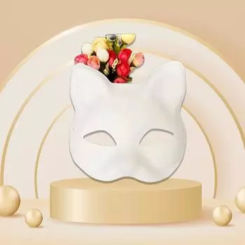 Белая пластиковая маска кошки, белый полукостюм для ролевой аниме-вечеринки, маска своими руками белый