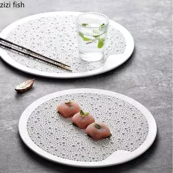 Белая плоская тарелка Керамические обеденные тарелки Тарелка для суши Десертная чаша Диск для сашими Блюдо для димсамов Тарелки для стейков в западном стиле Поднос для фруктов