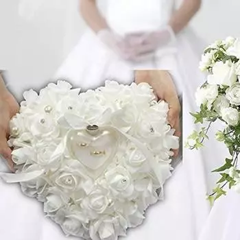 Белая подушечка для колец из пенополиэтилена в форме сердца, подушечка для колец, обручальная коробка для колец белый