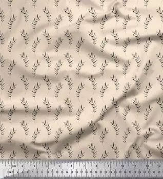 Белая полиэфирная креповая ткань Soimoi с принтом в виде листьев, ткань на метр, 42 дюйма 42 Inch Wide - Poly Crepe белый