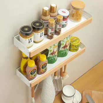 Белая полка для ванной комнаты с крючками из бука, алюминиевая настенная полка для кухни, ванной комнаты, держатель для шампуня и мыла, органайзер для хранения вещей