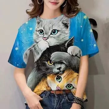 Белая популярная офисная женская футболка с мультяшным принтом животных, женская футболка, модная универсальная трендовая повседневная одежда для отдыха с коротким рукавом 5XL