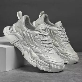 Белая повседневная обувь для мужчин, дышащие массивные спортивные мужские кроссовки для бега, удобная прогулочная обувь на платформе, мужские кроссовки 39 чёрный