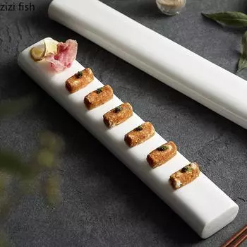 Белая прямоугольная тарелка для суши Керамическая обеденная тарелка Поднос для десерта Поднос для димсамов Сервировочные тарелки Тарелки для закусок и тортов Подносы для напитков