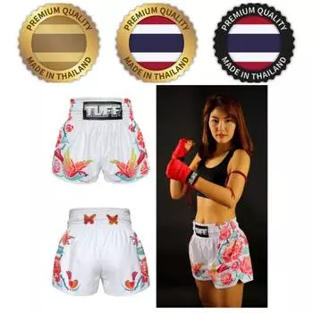 Белая птица Цветок розы Бабочка Муай Тай ММА Кикбоксинг Боксерские шорты Ретро Винтаж Брюки с принтом 3D Эластичный бой Боевые искусства Обучение Фитнес Тренажерный зал