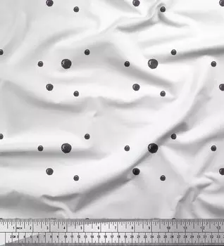 Белая японская креп-сатиновая ткань Soimoi, мазки и точки, ткань для рукоделия с абстрактным принтом шириной 42 дюйма по метрам 46 Inch Wide - Rayon Crepe белый