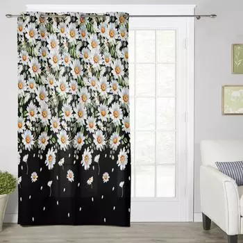 Белая ромашка с цветочным градиентом, современные оконные шторы для гостиной, спальни, кухонные шторы, шторы 135W x 60H(cm) x1