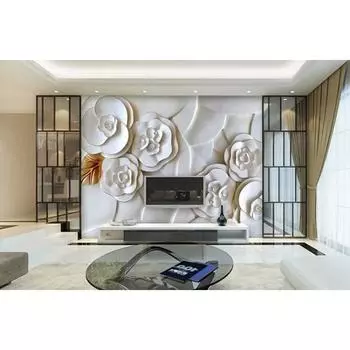 Белая роза 3d обои роза фотообои рельеф современный минималистский гостиная спальня фон настенные фрески 200 cm(W) x 140 cm(H)