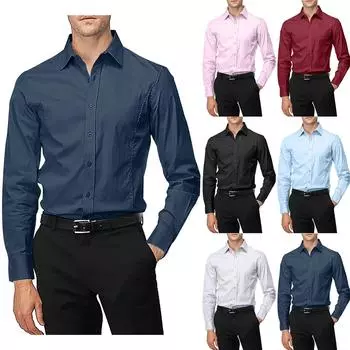 Белая рубашка мужская с длинным рукавом не требующая глажки деловая декоративная мужская белая повседневная рубашка для работы XXL чёрный