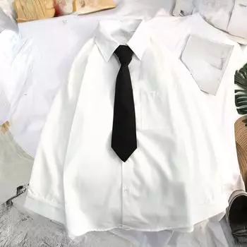 Белая рубашка с длинным рукавом, женская осенняя свободная униформа JK с отложным воротником, студенческая блузка, винтажный топ большого размера, женские блузки S белый