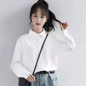 Белая рубашка с длинными рукавами для студенток с невидимыми пуговицами Niche Design Sense Белая рубашка для весны и осени Повседневный топ S