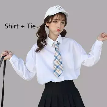 Белая рубашка с длинными рукавами женская весенняя новая свободная белая рубашка XS