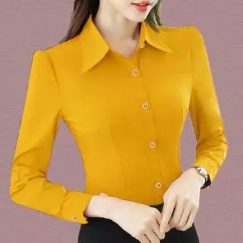 Белая рубашка женская с длинным рукавом модели весна и осень облегающая профессиональная одежда рабочая блузка XS