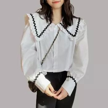 Белая рубашка женская с длинными рукавами, весенняя новая свободная однобортная рубашка, блузка XS