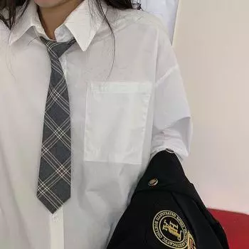Белая рубашка женская верхняя одежда галстук 2024 новая весна и осень JK блузка топы с длинным рукавом XS