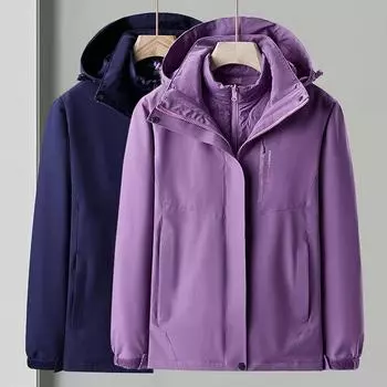 Белая съемная куртка три в одном на утином пуху для мужчин, ветрозащитная, водонепроницаемая и теплая, одежда для самостоятельного вождения, кемпинга и альпинизма L