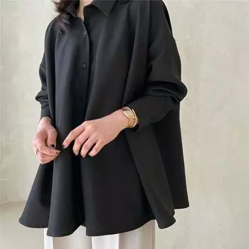 Белая шифоновая рубашка женская с длинными рукавами весна-лето новая корейская версия свободный и тонкий топ-накидка S белый