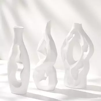 Белая скандинавская керамическая ваза для сухоцветов, украшение для дома, цветочная композиция, настольное украшение для гостиной, современный стиль