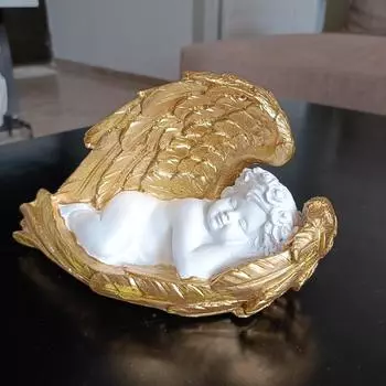Белая статуэтка спящего ангела с крыльями для дома, гостиной, сада, полки, каминной полки, декор, украшение, подарок
