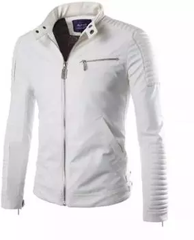 Белая стильная новая куртка элегантная мужская НОВАЯ 100% натуральная кожа ягненка S белый