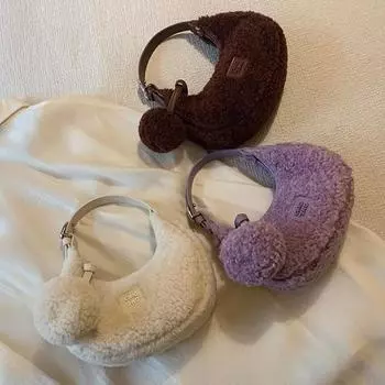Белая сумка Moonlight Crescent, женская сумка из плюша на осень и зиму, дизайнерская сумка через плечо Niche бежевый