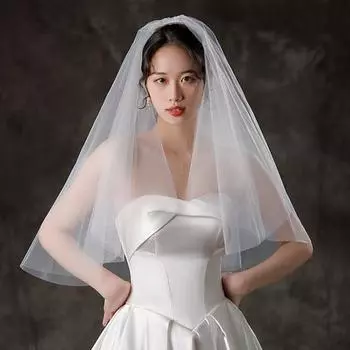 Белая свадебная фата, двухслойная однотонная свадебная фата из мягкого сетчатого материала, выпускной косплей-фата белый