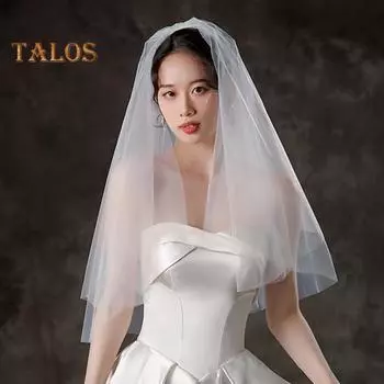 Белая свадебная фата, двухслойная однотонная свадебная фата из мягкого сетчатого материала, выпускная вуаль для косплея с гребнем белый