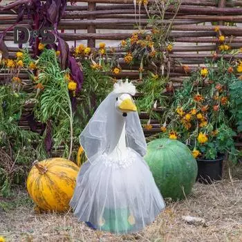 Белая свадебная одежда для гусей на крыльце, которую легко носить, праздничный наряд для гусей, садовый декор, наряд для гусей на крыльце белый