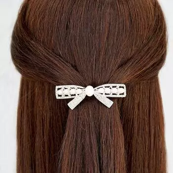 Белая свадебная пружинная заколка с бантом, аксессуар для волос, головной убор, хрустальный пучок, заколка для хвоста, свадебная заколка для волос