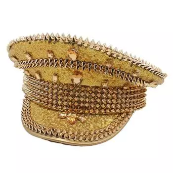 Белая свадебная шляпа для выступлений, роскошная шляпа с заклепками и стразами, шляпа матроса-капитана, королевская вечерние шляпа с блестками, шляпа сержанта невесты 56-58cm