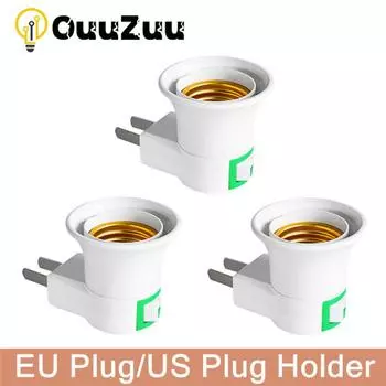 Белая светодиодная розетка E27 для адаптера держателя вилки ЕС/США, конвертер включения/выключения для лампы накаливания, горячая распродажа, практичная EU Plug to E27
