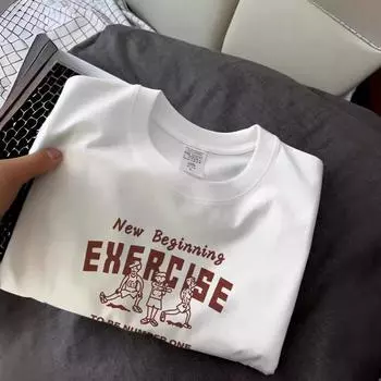 Белая свободная футболка из чистого хлопка с короткими рукавами, мужские новые летние топы с героями мультфильмов, простая рубашка с заниженными плечами S