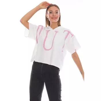 Белая свободная женская толстовка с капюшоном с буквенным принтом