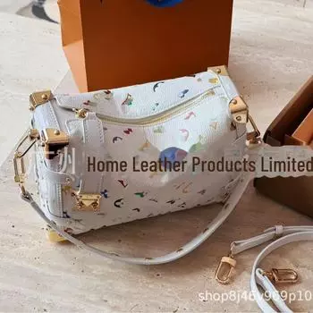 Белая трехцветная мягкая сумка-бокс - стиль Gu Ailing, натуральная кожа, небольшой квадратный дизайн, модный женский аксессуар высокого класса 2025 года 23.5x8.5x16cm