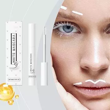 Белая тушь для ресниц, длинные завитые ресницы, нанесенные на глаза, не размазываемый, объемный макияж для глаз, подходит для вечеринки, косплея, 4 мл белый