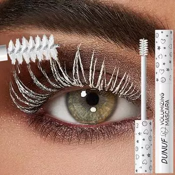 Белая тушь для ресниц, придающая объем, удлиняющая и подкручивающая тушь, водостойкая формула с тонкой кисточкой для легкого нанесения, идеально подходит для новичков и праздничного макияжа белый