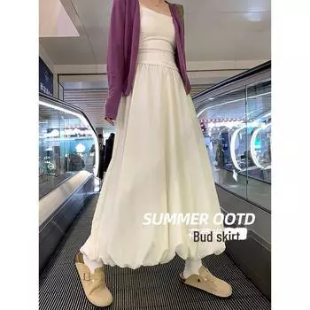 Белая юбка А-силуэта с высокой талией для женщин - весна/лето 2025 г. Small серый/древесный уголь