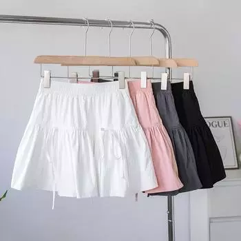 Белая юбка-полусолнце с завязками-бабочками для женщин, летняя, короткая, с высокой талией, юбка-трапеция S белый