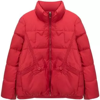 Белая утиная пуховая куртка женская короткая 2024 зимняя новая легкая и модная маленькая стойка воротник куртка-хлеб трендовая S оранжевый