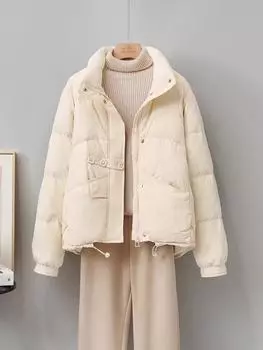 Белая утиная пуховая куртка женская короткая зимняя новая легкая маленькая стойка воротник куртка модная S (80-60kg can be worn)