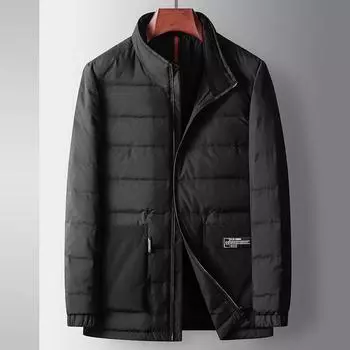 Белая утиная пуховая теплая куртка для среднего и молодого возраста, деловая, повседневная, легкая, с воротником-стойкой 170 чёрный