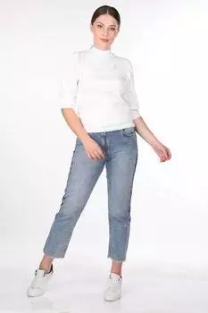 Белая водолазка тонкой вязки с короткими рукавами белого цвета