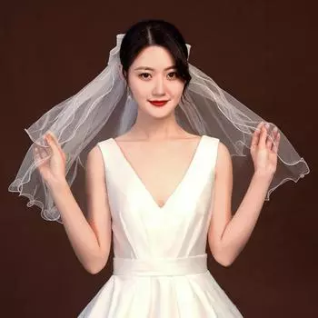 Белая вуаль, привлекательная, красивая, элегантная, с длительным сроком службы, головной убор, двухслойная сетка для свадебных волос белый