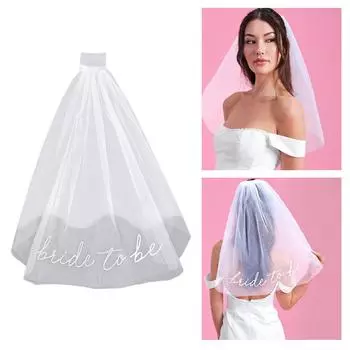 Белая вуаль с буквами на голове и гребнем, идеально подходит для свадебных торжеств, пляжных вечеринок, подружек невесты B