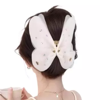 Белая заколка-краб «Бабочка» Шиньон Головной убор Накладные волосы Цветок Пучок Голова Парик Подарки
